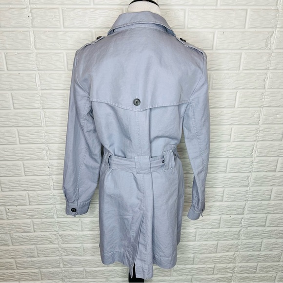 CABI #5296 Tanner Trench Coat in Silver Lake Blue Linen Blend Belted Size M - Picture 9 of 15